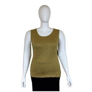 Shopping With Anthony Womens Gold Metallic Knit Tank Top Size 1X - New